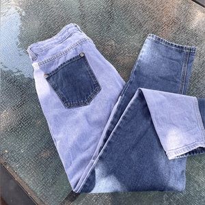 Boohoo jeans in two-tone denim, size 10
